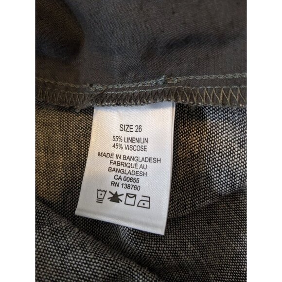 Womens Plus Size 26 Linen Blend Shorts Gray Elastic Drawstring Waist Minimalist - Picture 4 of 4